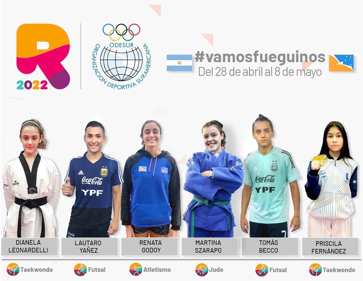 Seis fueguinos competirán en los Juegos Sudamericanos de la Juventud
