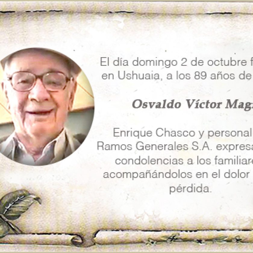 Condolencias por el fallecimiento de Osvaldo Víctor Magi