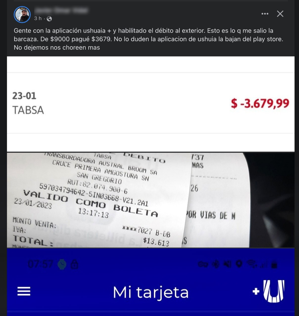 Con la Tarjeta + U se paga un 10% menos el cruce en la barcaza