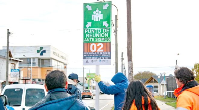 Comenzó la instalación de carteles de prevención sísmica en Río Grande
