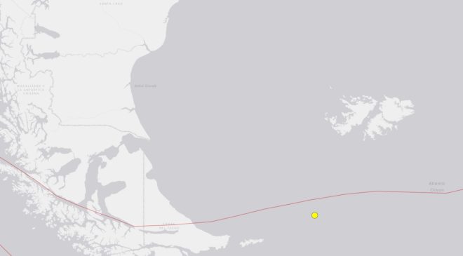 Sismo de 5,1º se registró cerca de la Isla de los Estados