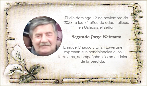 Condolencias por el fallecimiento de Segundo Jorge Neimann
