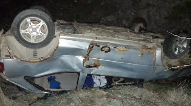 Ebrio terminó con su vehículo con las cuatro ruedas para arriba