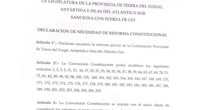 Tierra del Fuego modificará en 2024 su Constitución Provincial