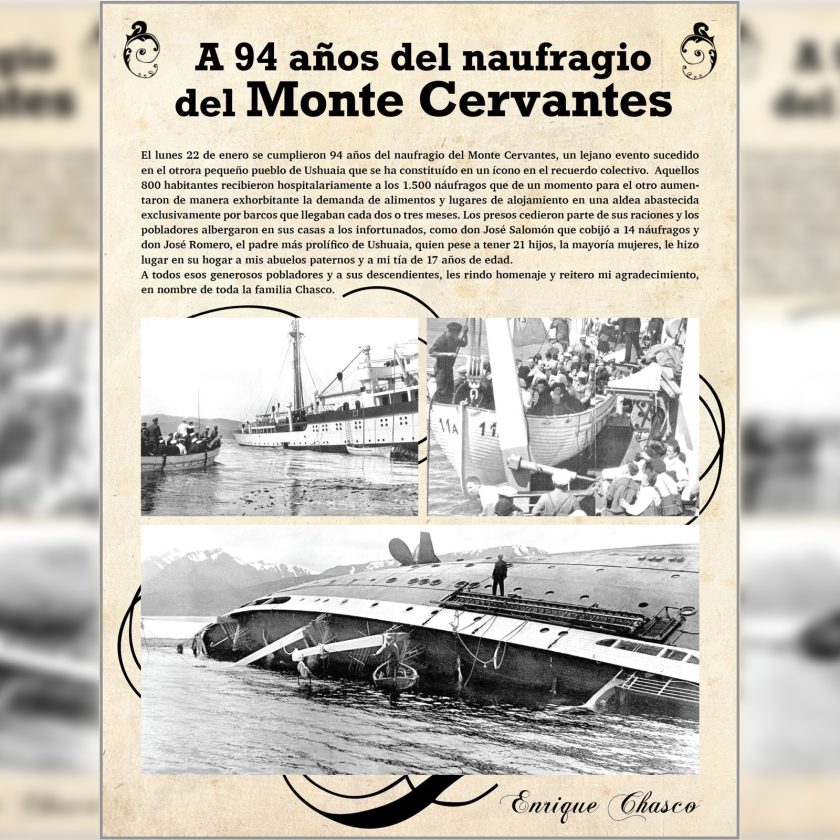 A 94 años del naufragio del Monte Cervantes