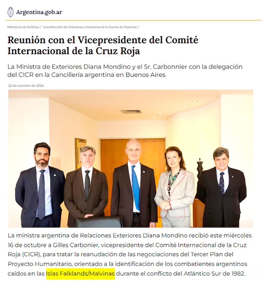 En un comunicado oficial del Gobierno se denominó “Falklands” a las Islas Malvinas