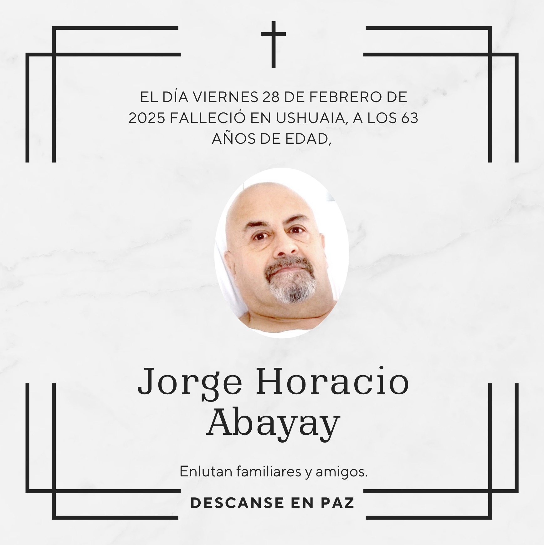 Fallecimiento | Jorge Horacio Abayay.