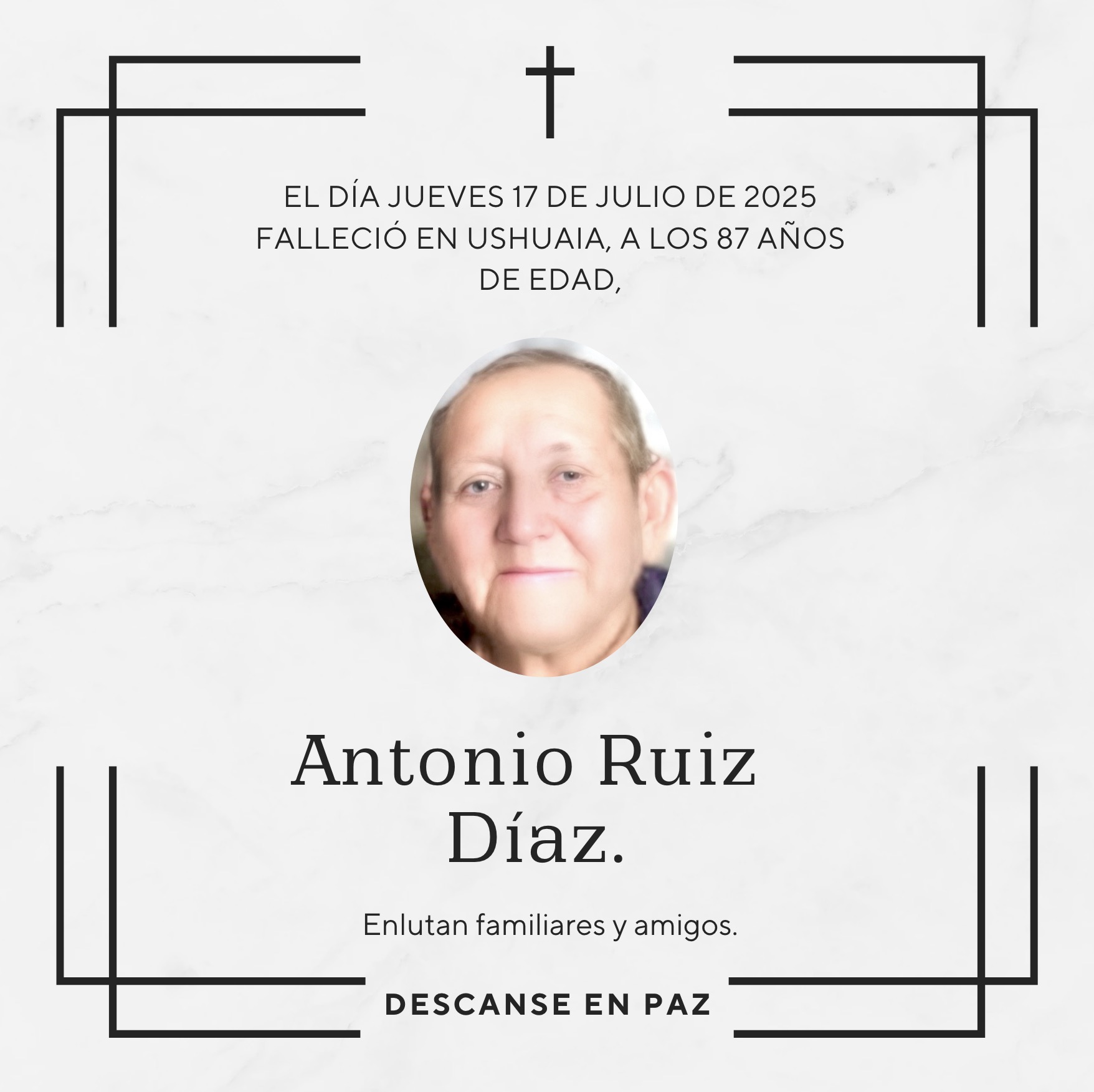 Fallecimiento | Antonio Ruiz Díaz.