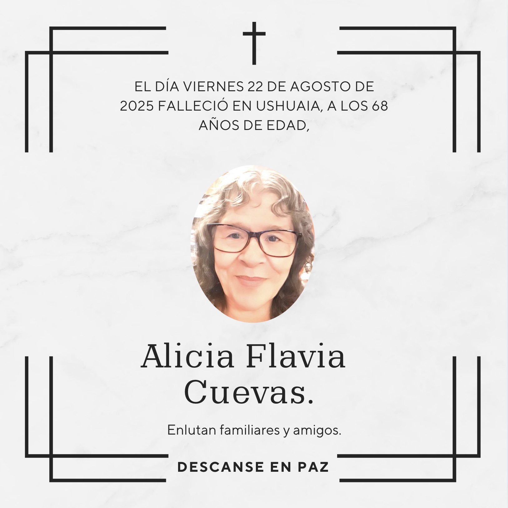 Fallecimiento | Alicia Flavia Cuevas.