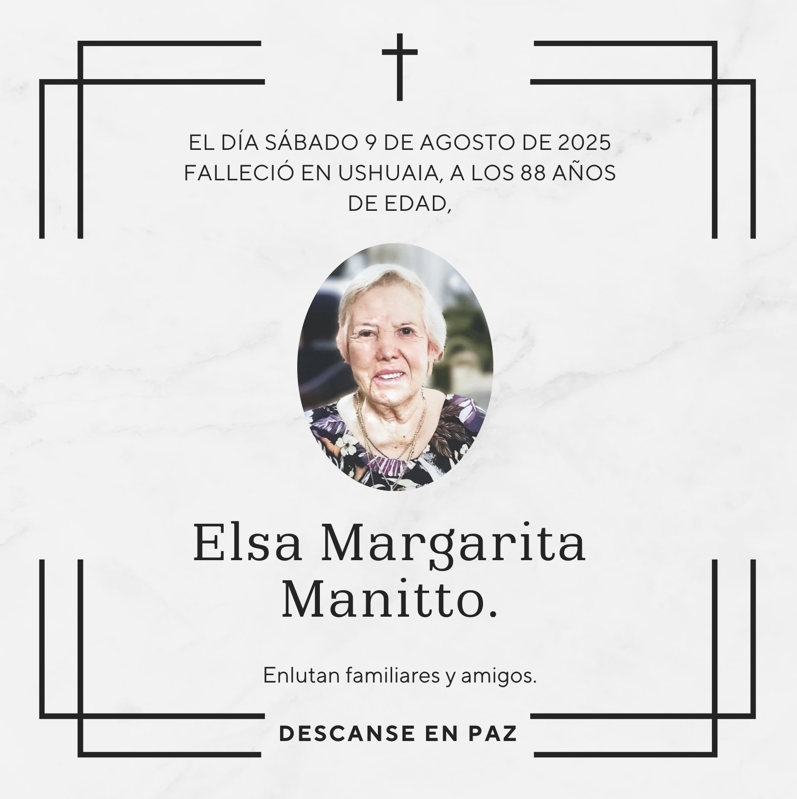 Fallecimiento | Elsa Margarita Manitto.