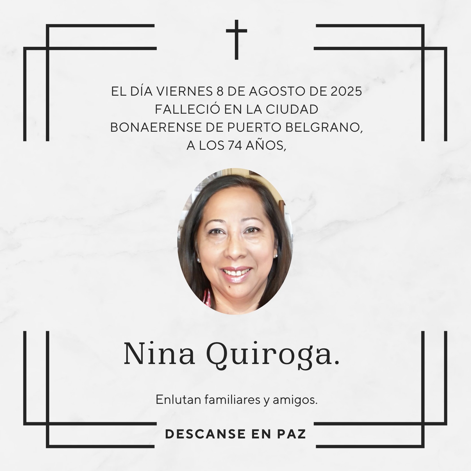 Fallecimiento | Nina Quiroga.