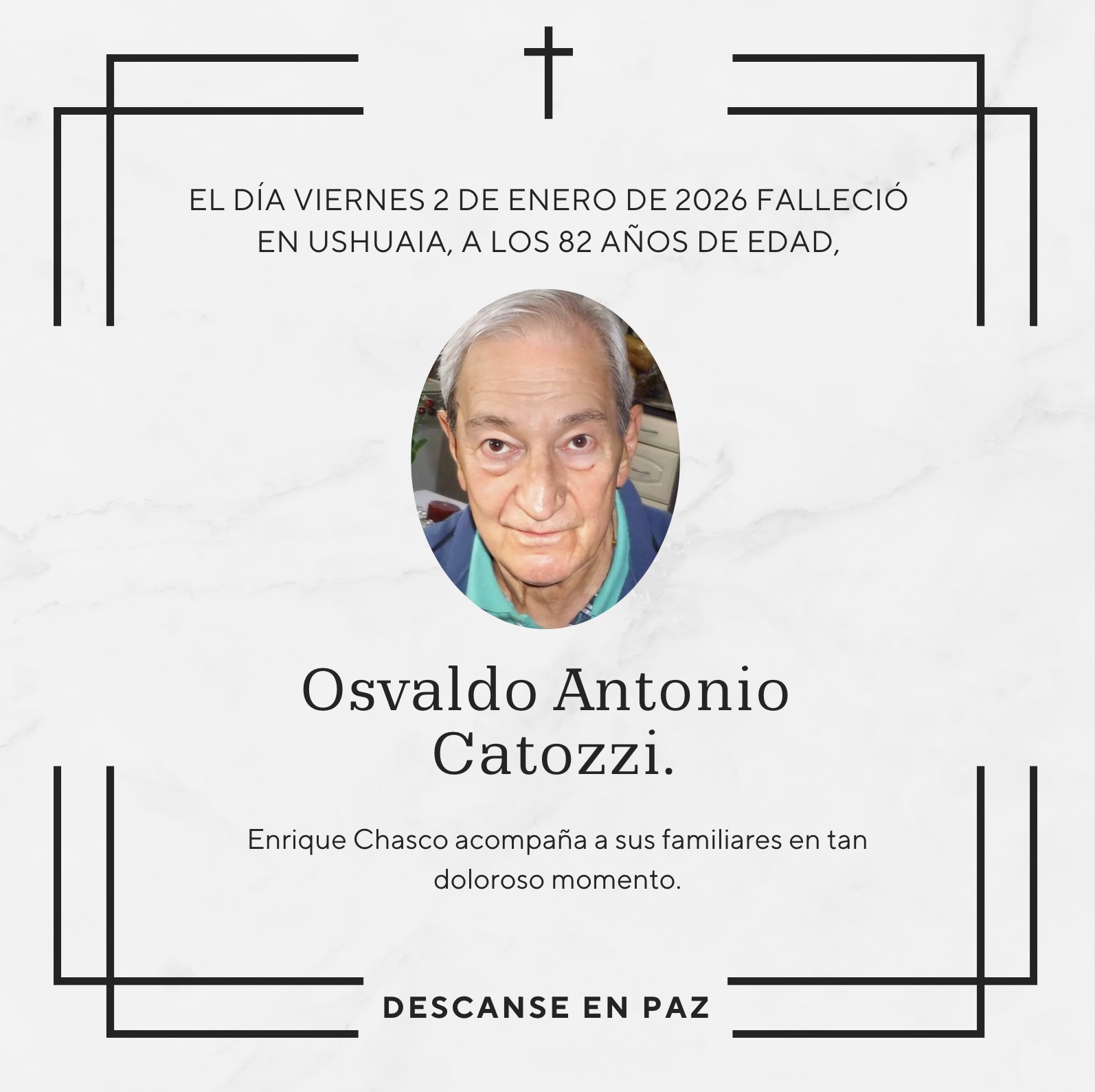 Condolencias | Osvaldo Antonio Catozzi.