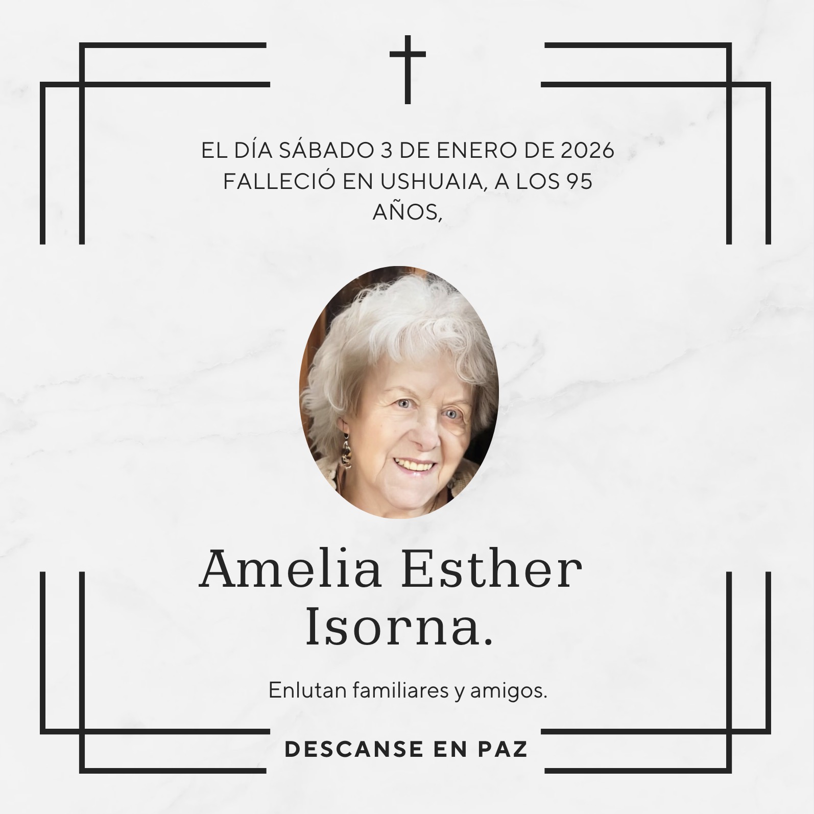 Fallecimiento | Amelia Esther Isorna.