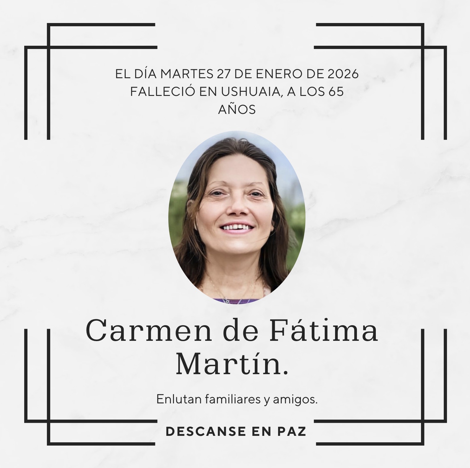Fallecimiento | Carmen de Fátima Martín