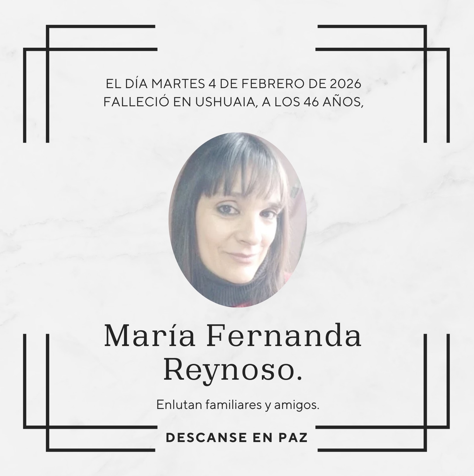 Fallecimiento | Maria Fernanda Reynoso.