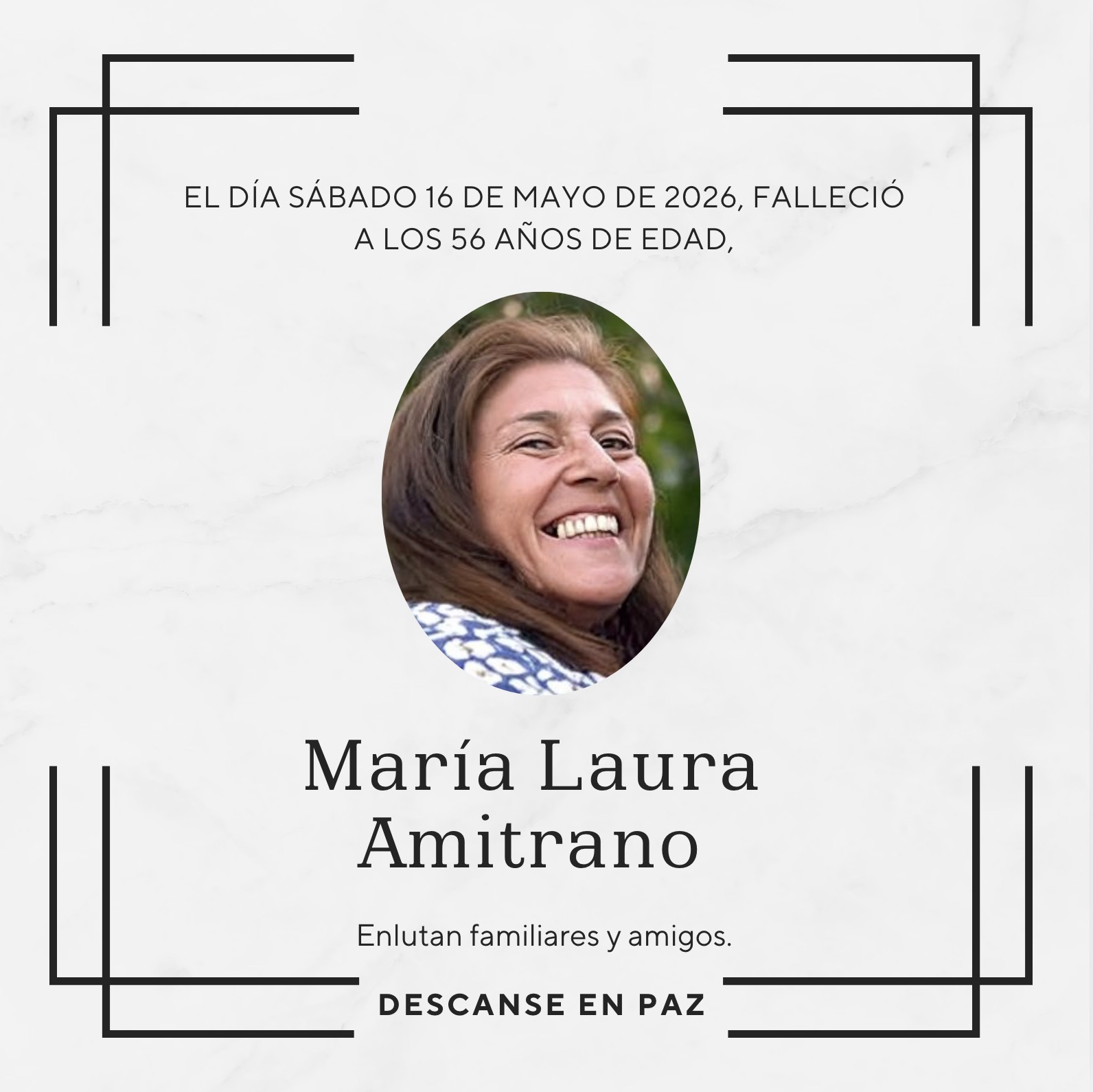 Fallecimiento | María Laura Amitrano