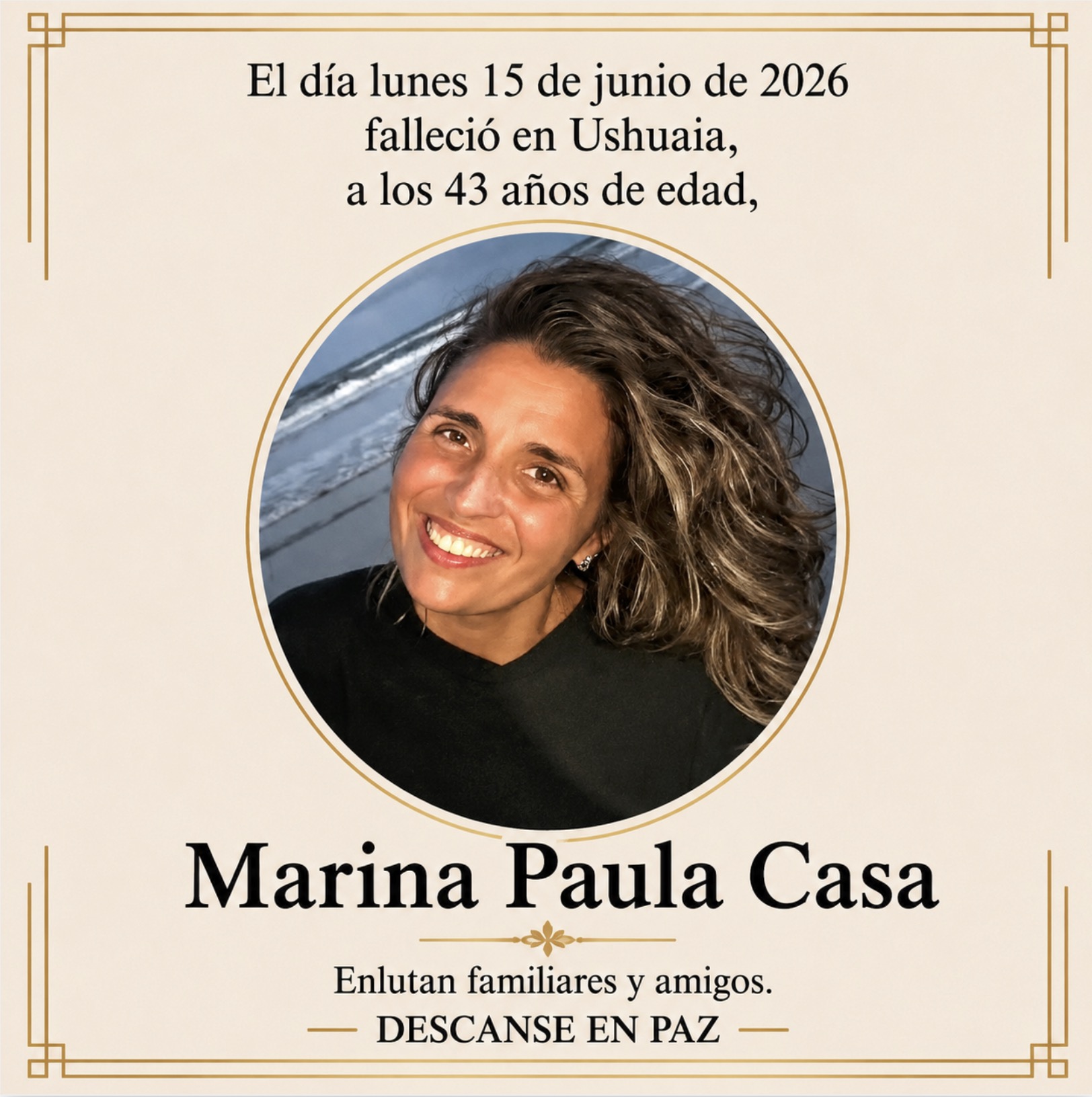 Fallecimiento | Marina Paula Casa.
