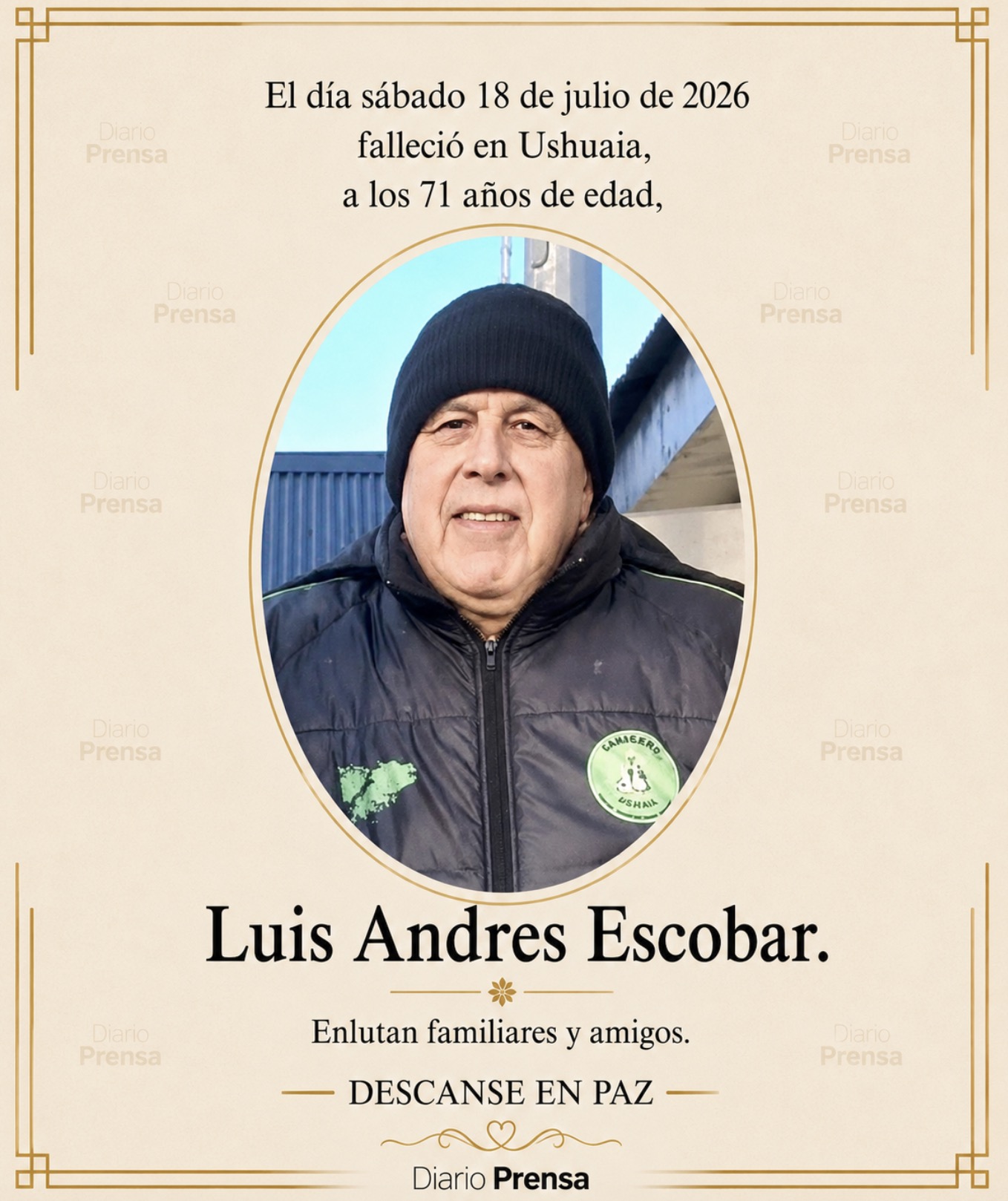 Fallecimiento | Luis Andres Escobar.
