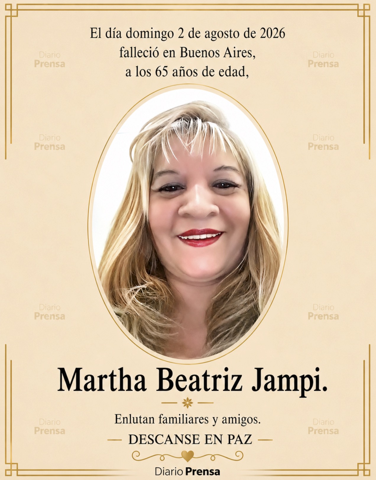 Fallecimiento | Martha Beatriz Jampi