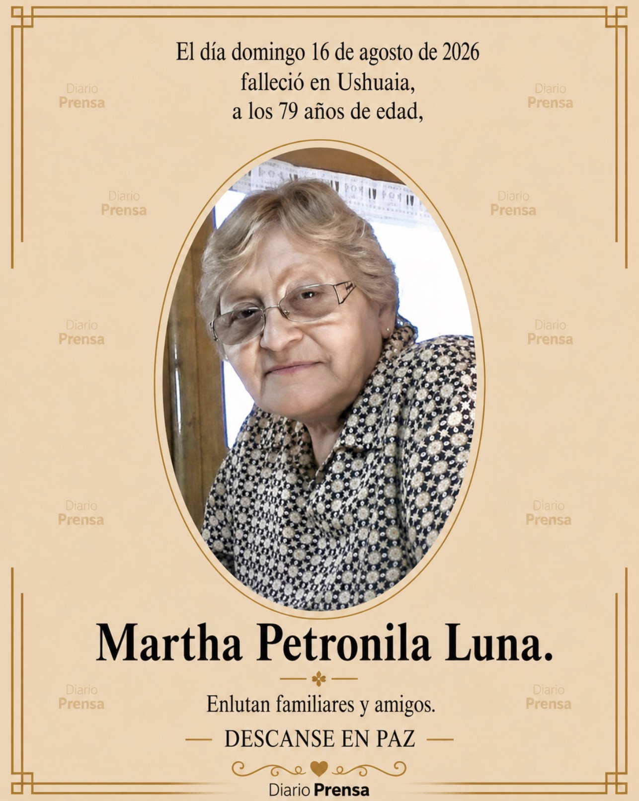 Fallecimiento | Martha Petronila Luna