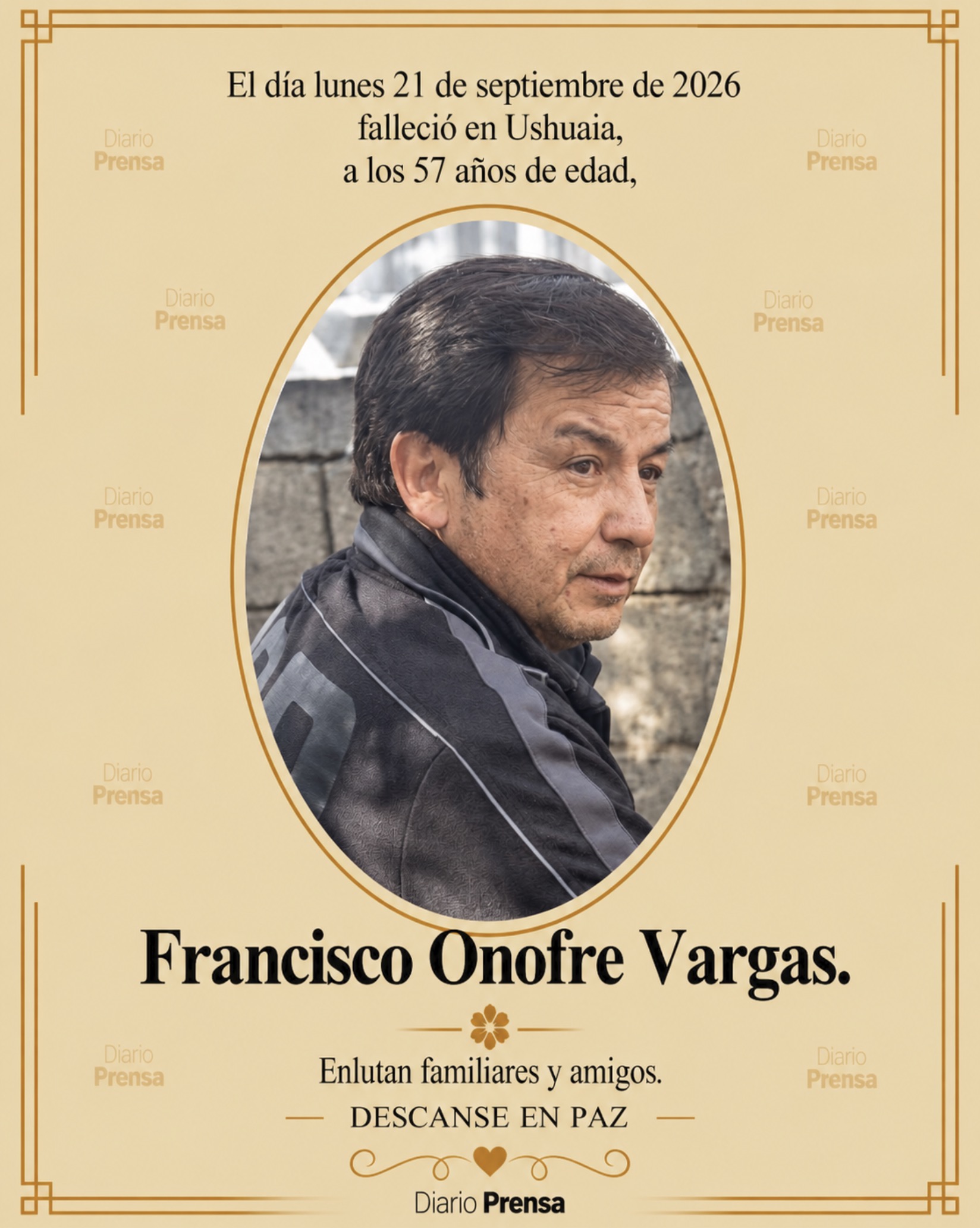Fallecimiento | Francisco Onofre Vargas