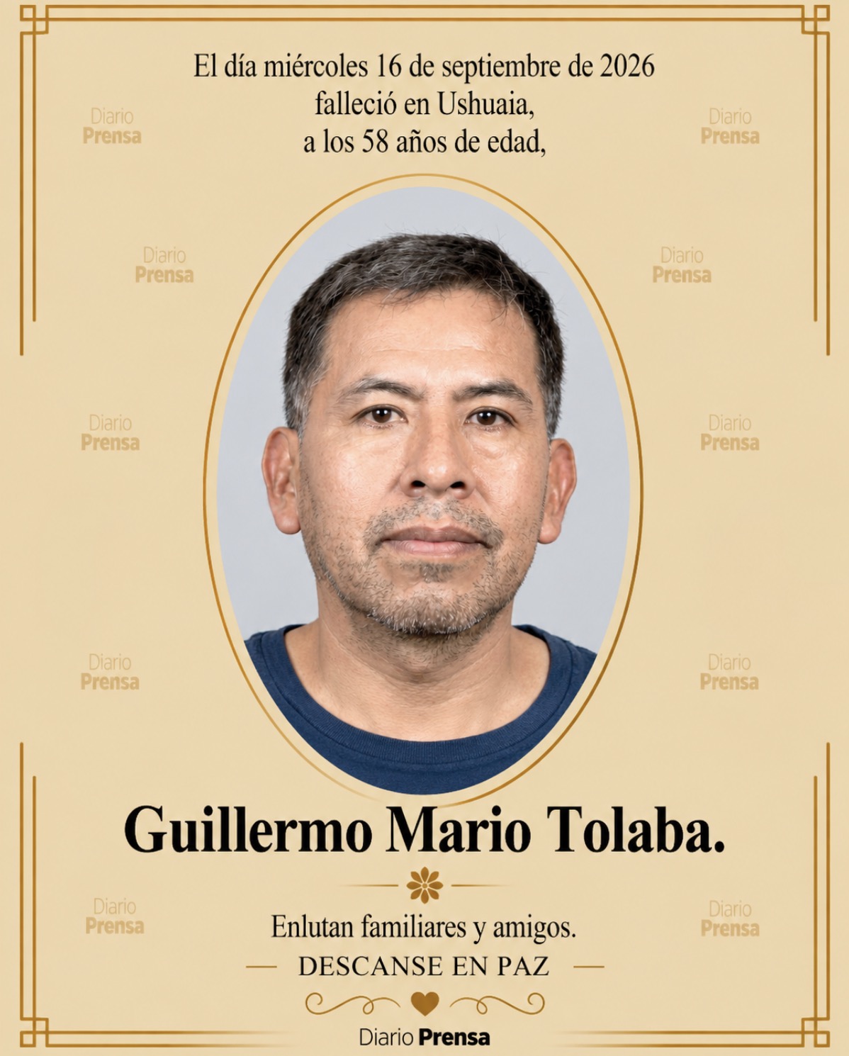 Fallecimiento | Guillermo Mario Tolaba