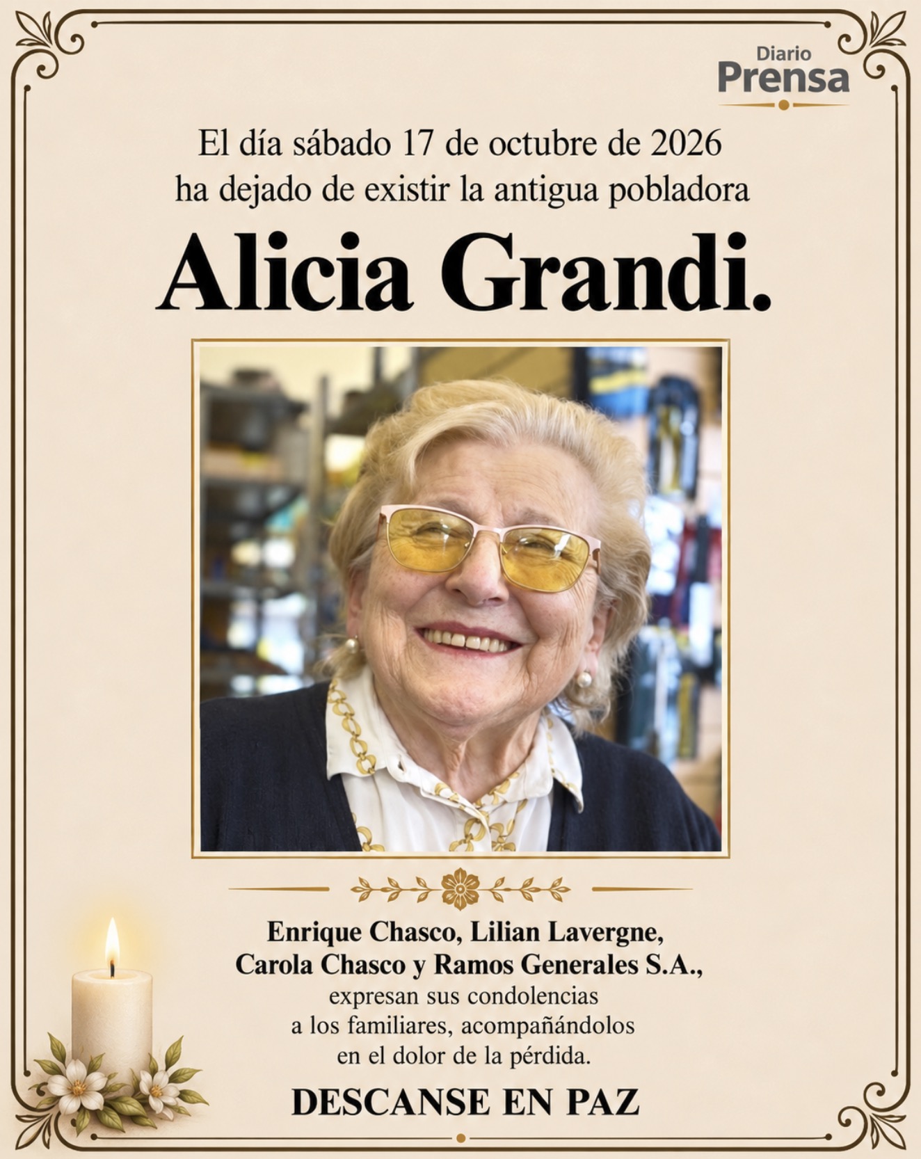 Condolencias | Alicia Grandi