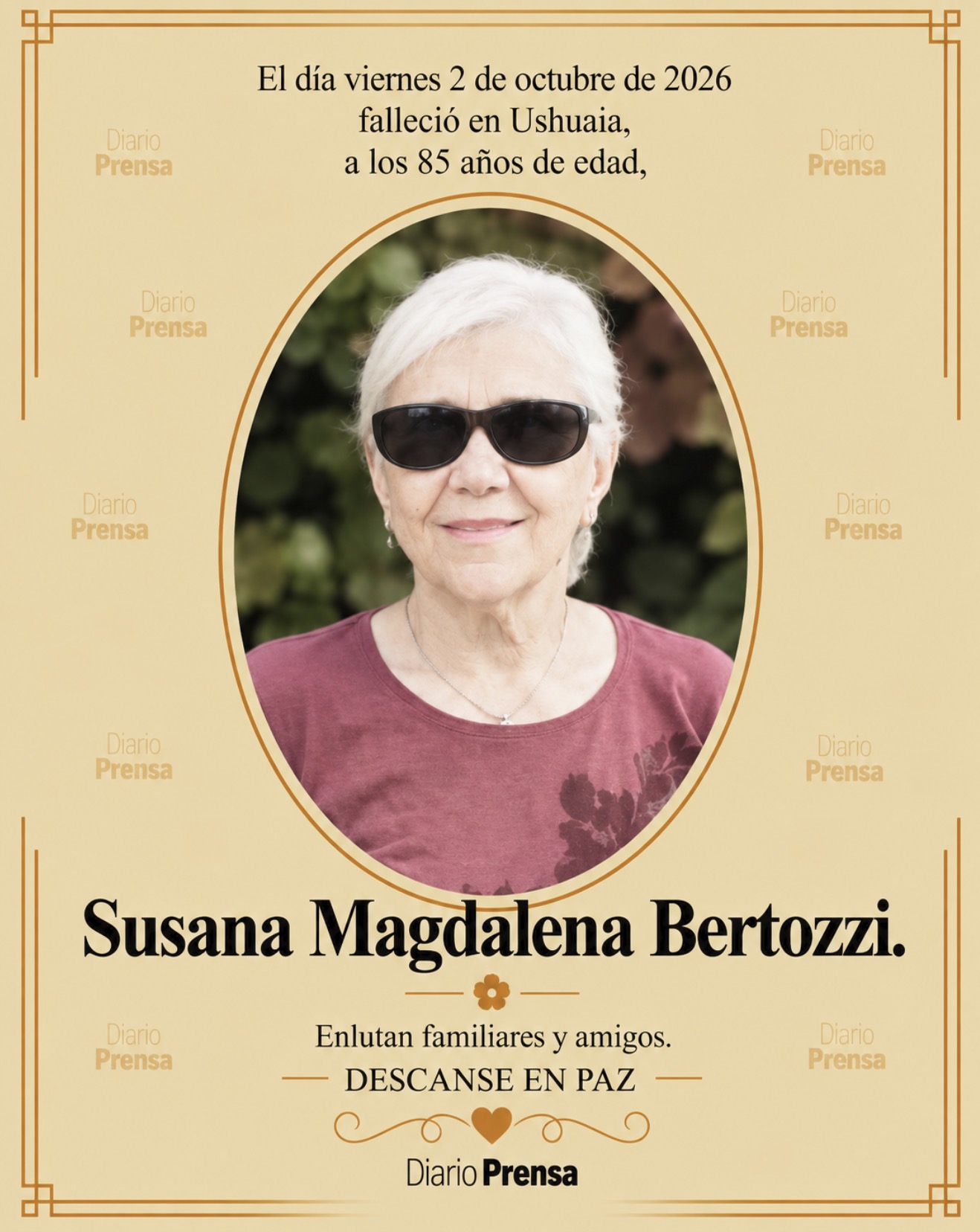 Fallecimiento | Susana Magdalena Bertozzi.
