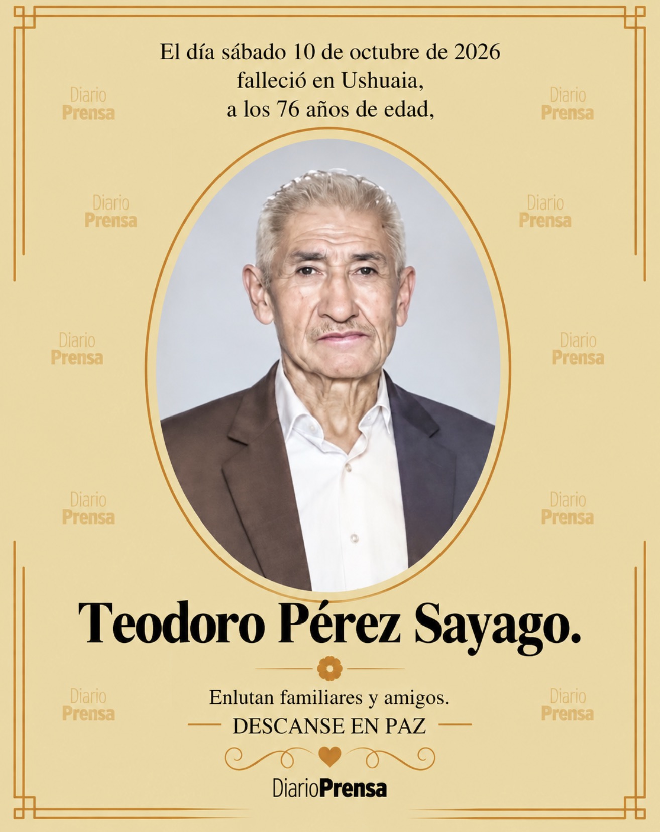 Fallecimiento | Teodoro Pérez Sayago.